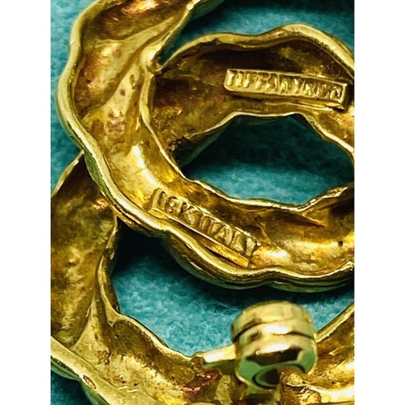 Vintage Tiffany & Co. 18K Yellow Gold & Blue Enamel Intertwined Circles Brooch - Picture 7 of 8